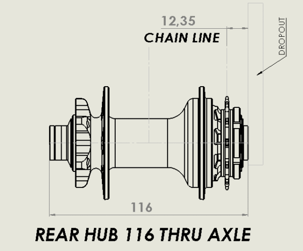 RR-TRIAL-HUB-FREE-116-THRU AXLE - Imagen 4